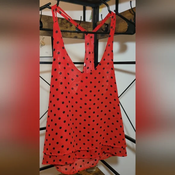 Miss Me Red and Black Polka Dot Camisole - Picture 3 of 4